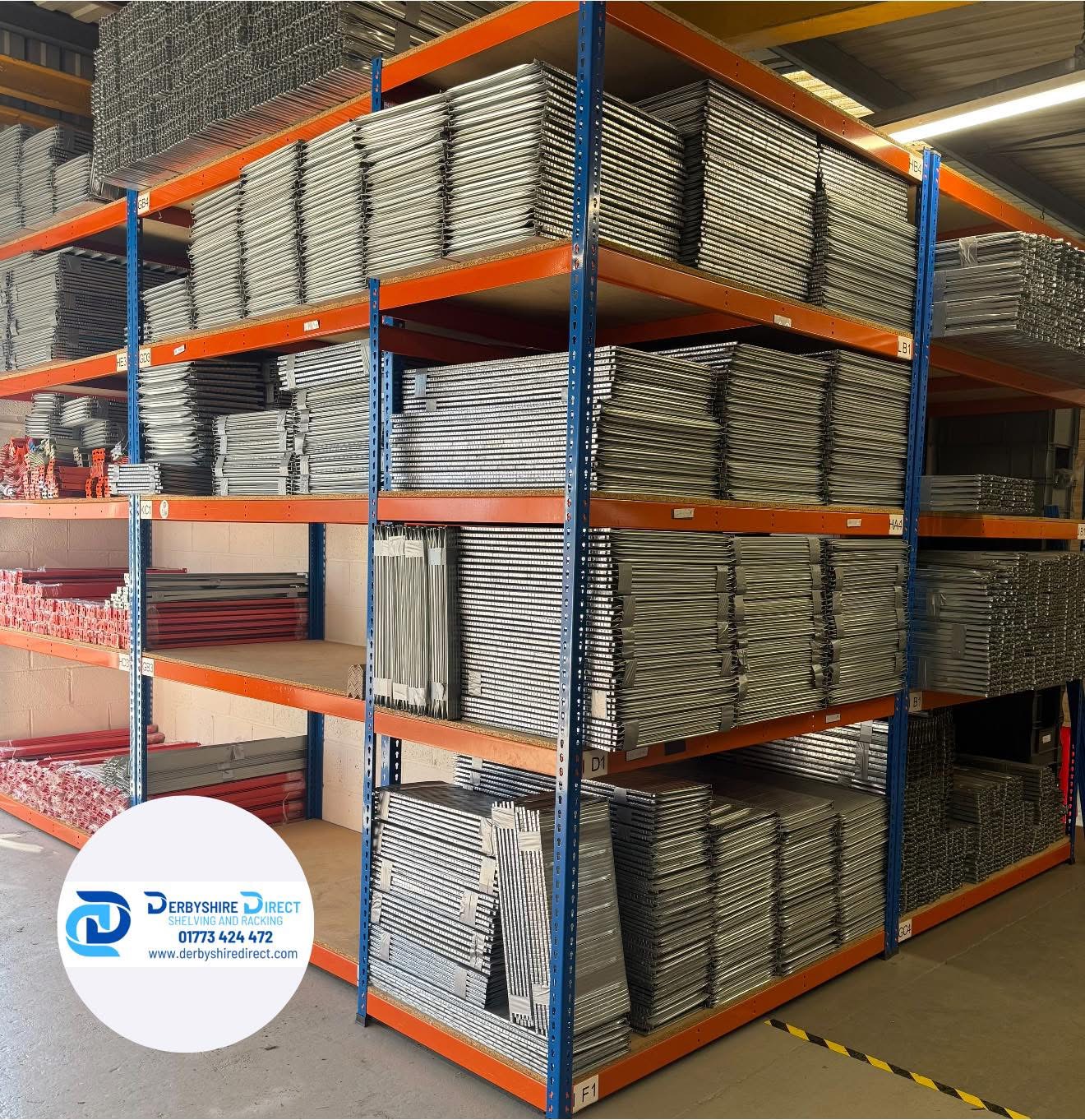 Industrial racking starter packs in a warehouse storage space